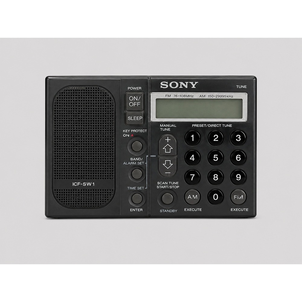 Sony ICF-SW1 World Band Receiver FM LW MW SW PLL Synthesized Radio Black Japan